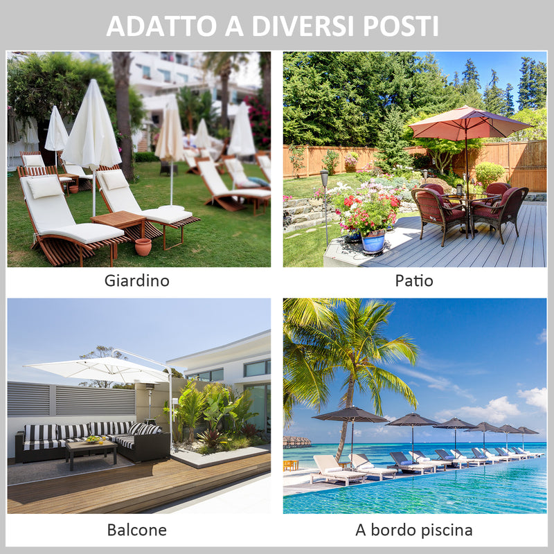 Ombrellone da Giardino Ø2.7 m Palo Ø38 mm in Legno con Doppio Tetto Crema 