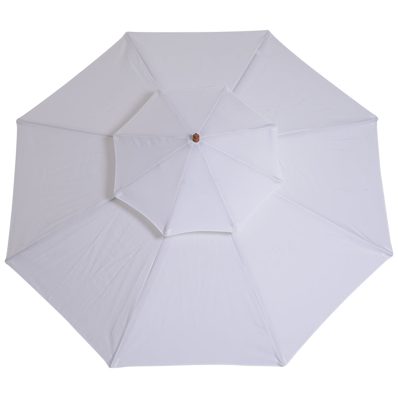 Ombrellone da Giardino Ø2.7 m Palo Ø38 mm in Legno con Doppio Tetto Crema 