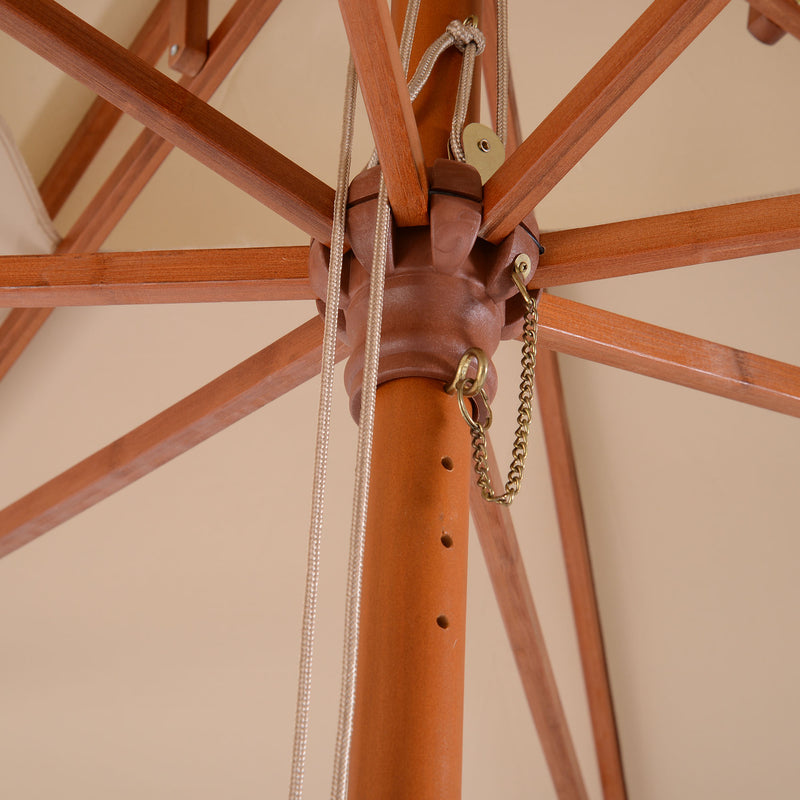 Ombrellone da Giardino 3x3 m Palo Ø48 mm in Bambù Doppio Tetto Crema 