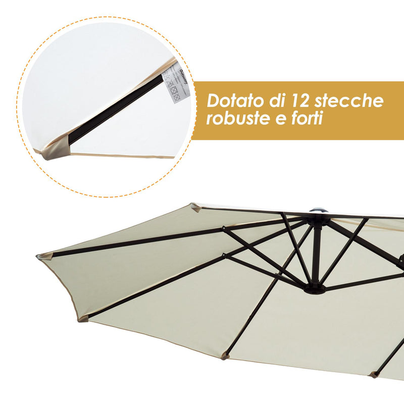 Ombrellone da Giardino 4.6x2.4 cm Palo Ø48 mm in Acciaio Crema 