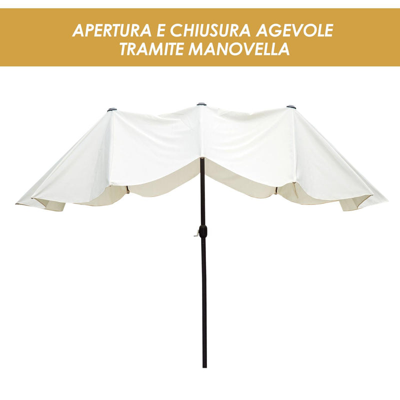 Ombrellone da Giardino 4.6x2.4 cm Palo Ø48 mm in Acciaio Crema 