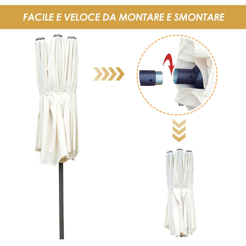 Ombrellone da Giardino 4.6x2.4 cm Palo Ø48 mm in Acciaio Crema 