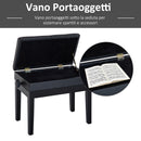 Panca Sgabello per Pianoforte con vano portaoggetti altezza regolabile 54.5x33x48-58 cm Nero 