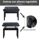 Panca Sgabello per Pianoforte con vano portaoggetti altezza regolabile 54.5x33x48-58 cm Nero 