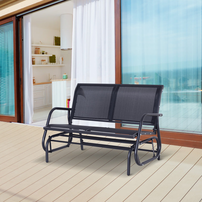 Panchina Dondolo da Giardino 2 Posti in Metallo Grigio 123x70x87 cm 