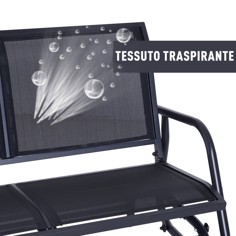 Panchina Dondolo da Giardino 2 Posti in Metallo Grigio 123x70x87 cm 