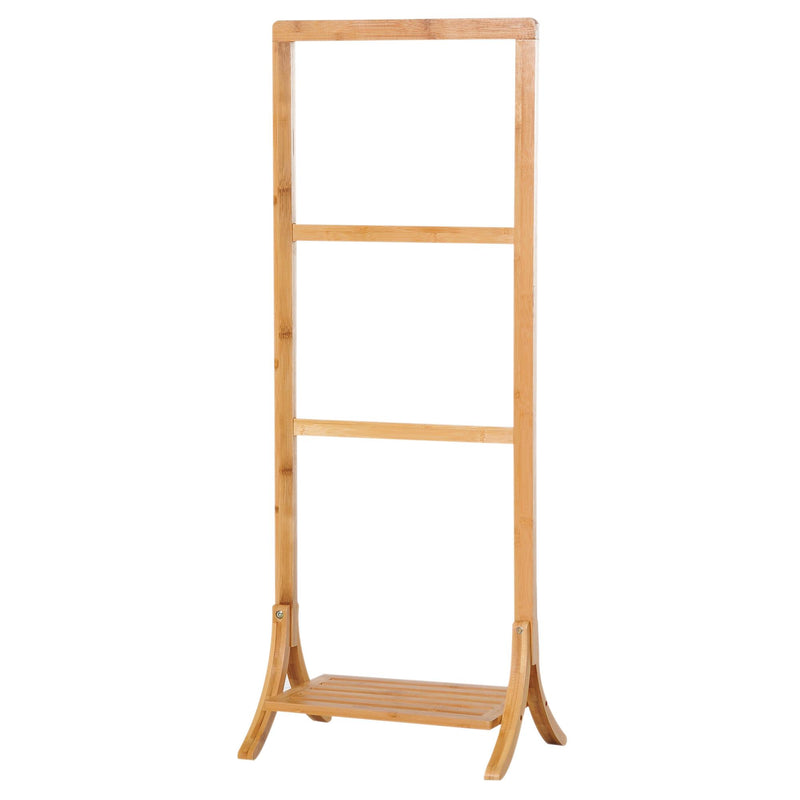 Piantana Portasciugamani con 3 Bracci in Bambù Naturale 40.5x28x104 cm 