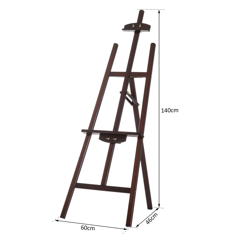 Cavalletto per Pittura in Legno Altezza e Inclinazione Regolabili Marrone 46x60x140 cm 