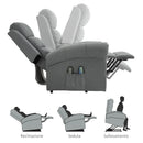 Poltrona Relax Alzapersona Massaggiante Riscaldante in Tessuto di Lino Grigia