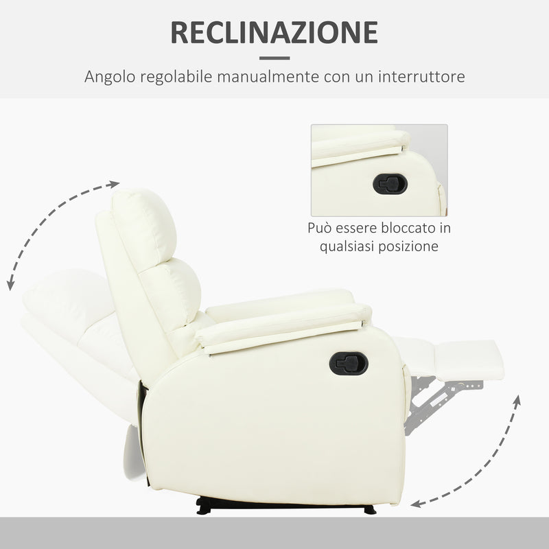 Poltrona Relax Reclinabile Manuale in Similpelle Crema 
