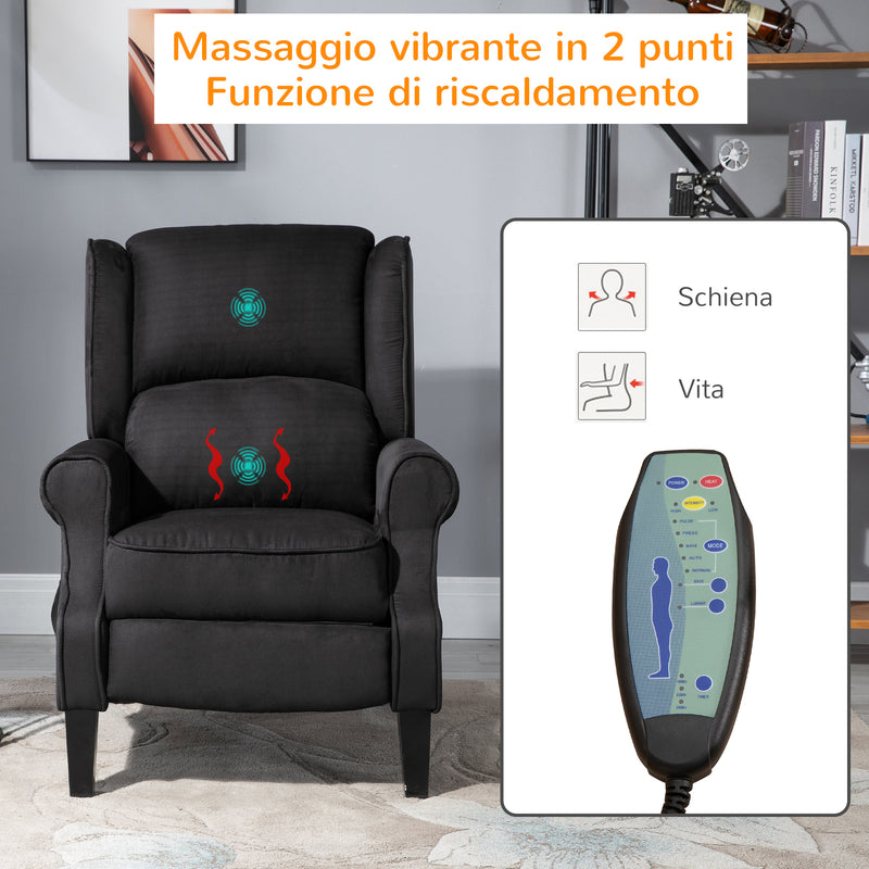 Poltrona Relax Massaggiante in Velluto Nera 