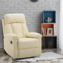 Poltrona Relax Classica in Similpelle Schienale Reclinabile e Poggiapiedi Crema 