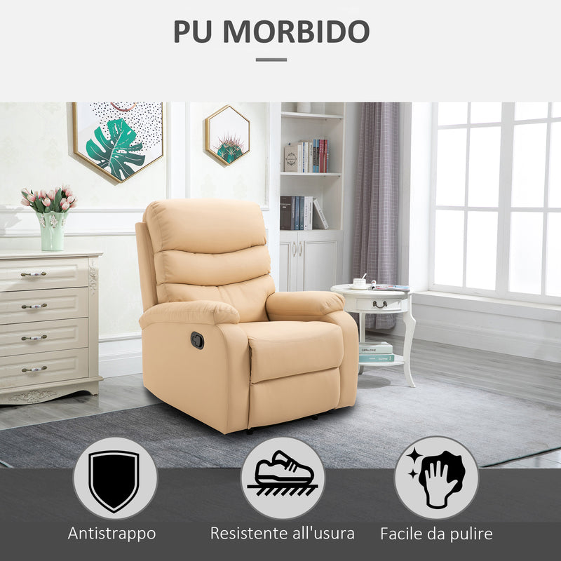 Poltrona Relax Reclinabile in Similpelle Beige 