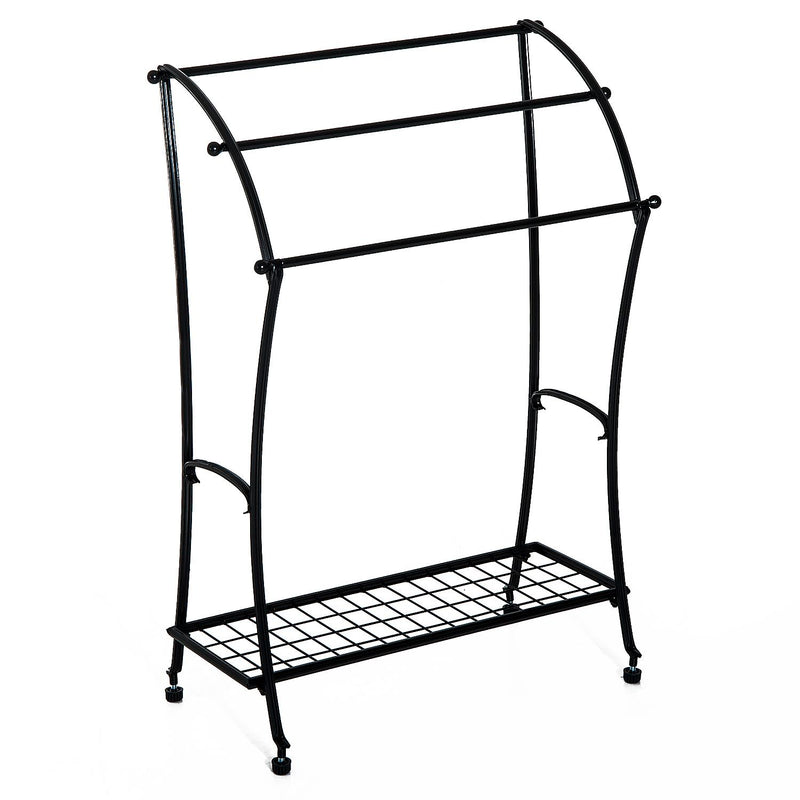 Porta Asciugamani da Bagno in Metallo 61.3x33x87.5 cm Nero 