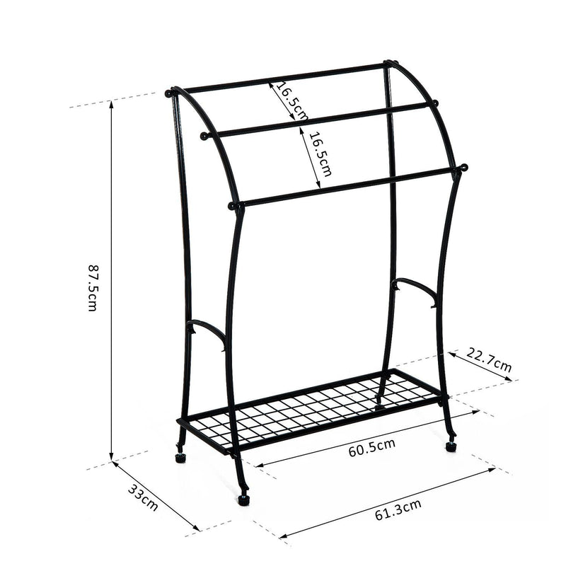 Porta Asciugamani da Bagno in Metallo 61.3x33x87.5 cm Nero 
