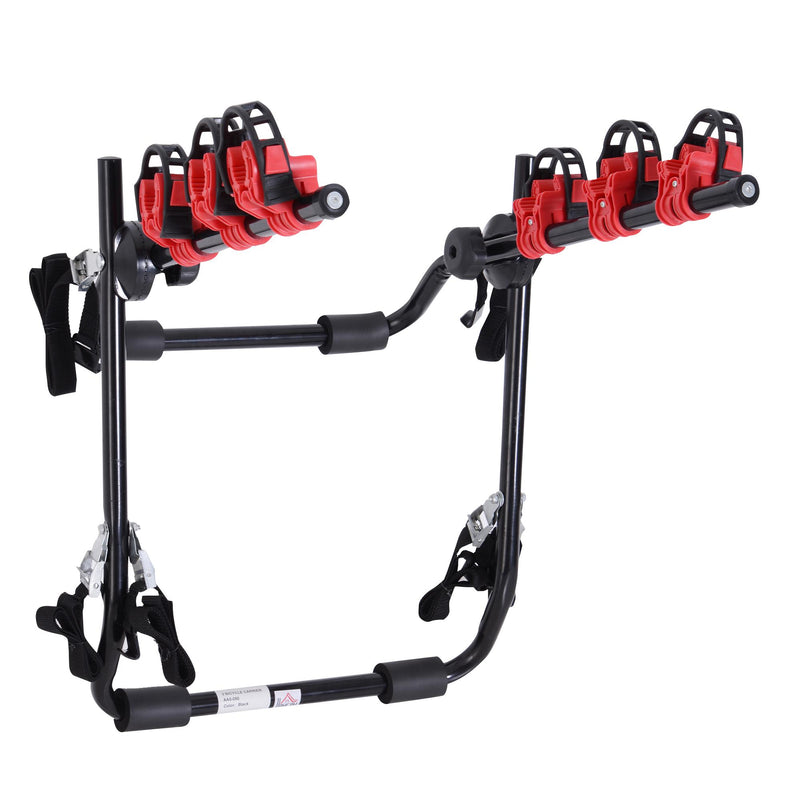 Portabici per Auto Posteriore 3 Biciclette 40 kg in Acciaio e Alluminio Nero 68x52x60 cm 