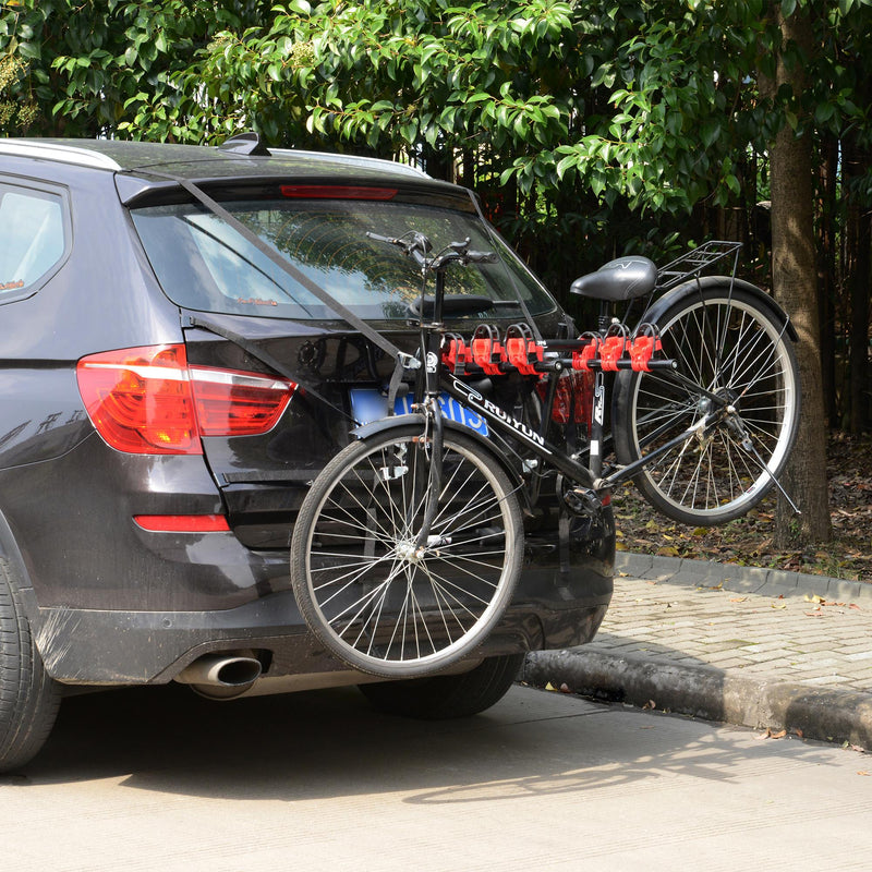 Portabici per Auto Posteriore 3 Biciclette 40 kg in Acciaio e Alluminio Nero 68x52x60 cm 