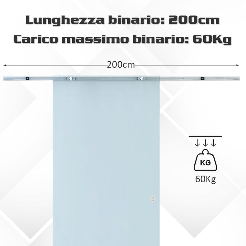 Porta Scorrevole Vetrata 90x205 cm Smerigliata 