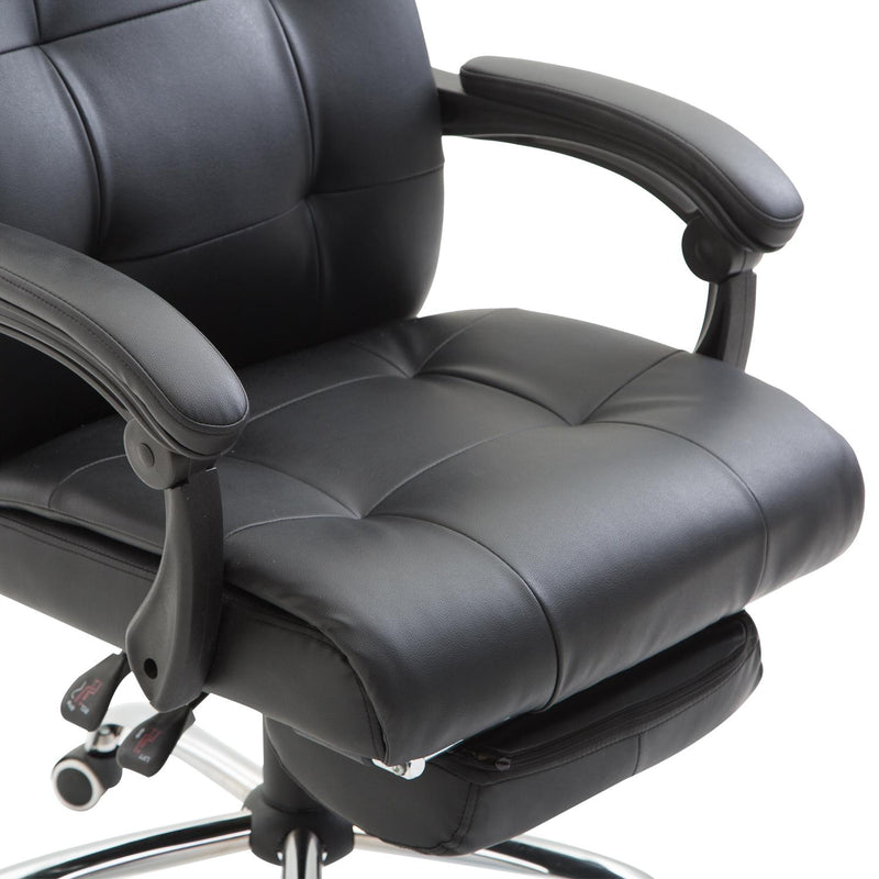 Sedia Poltrona da Ufficio Ergonomica Presidenziale in Similpelle Reclinabile Nera 