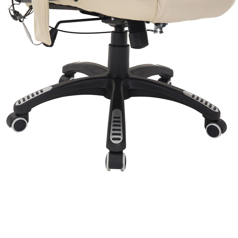 Sedia Poltrona Massaggiante da Ufficio 62x68x121 cm con Riscaldamento in Similpelle Beige