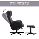 Sedia Poltrona da Ufficio Presidenziale Ergonomica con Poggiapiedi Grigio Scuro 