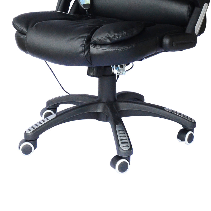 Sedia Poltrona Massaggiante da Ufficio 62x68x121 cm con Riscaldamento in Similpelle Nero