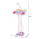 Set Batteria Giocattolo per Bambini con Microfono Rosa 