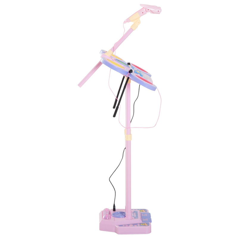 Set Batteria Giocattolo per Bambini con Microfono Rosa 