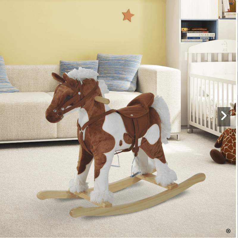 Cavallo a Dondolo per Bambini con 60Kg Peluche Marrone 