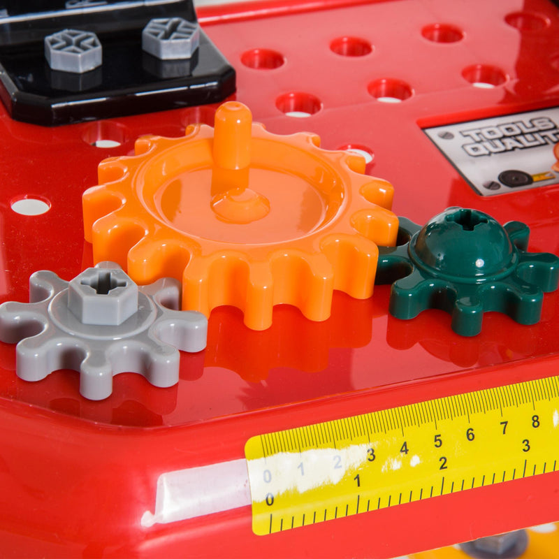 Banco da Lavoro Giocattolo per Bambini Rosso e Nero 71x28x83 cm 