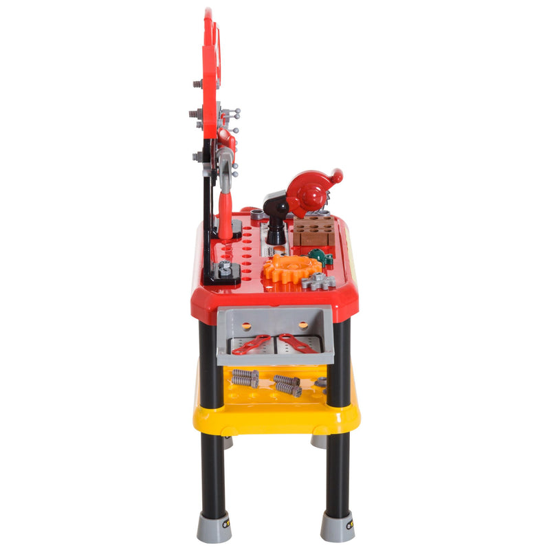 Banco da Lavoro Giocattolo per Bambini Rosso e Nero 71x28x83 cm 