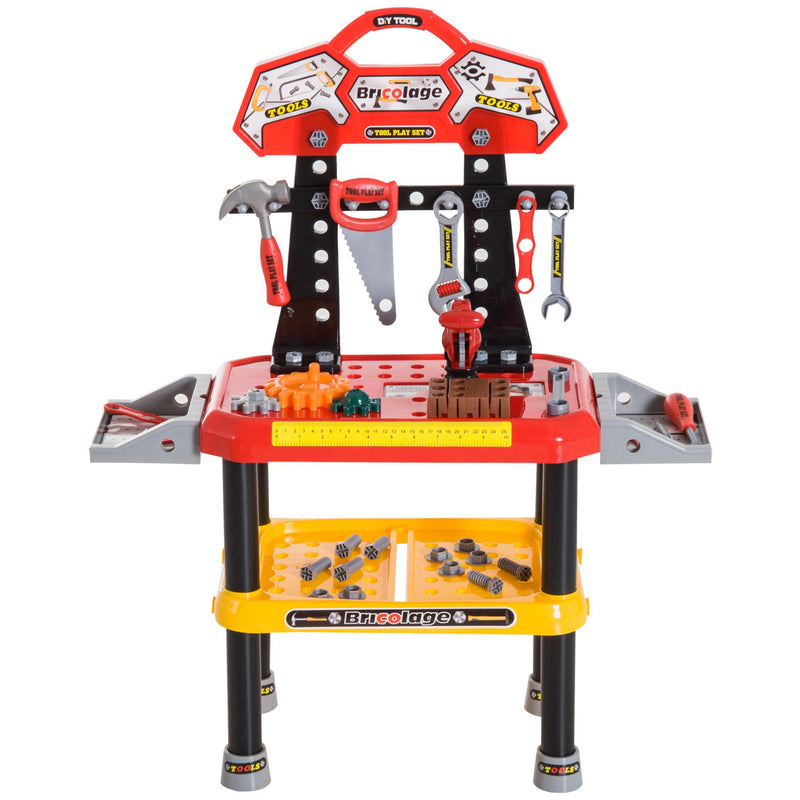 Banco da Lavoro Giocattolo per Bambini Rosso e Nero 71x28x83 cm 