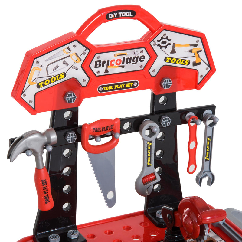 Banco da Lavoro Giocattolo per Bambini Rosso e Nero 71x28x83 cm 