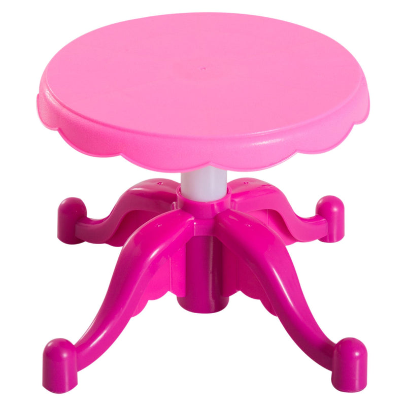 Specchiera per Bambini con Pianola e Sgabello Giocattolo per Bambini Rosa 