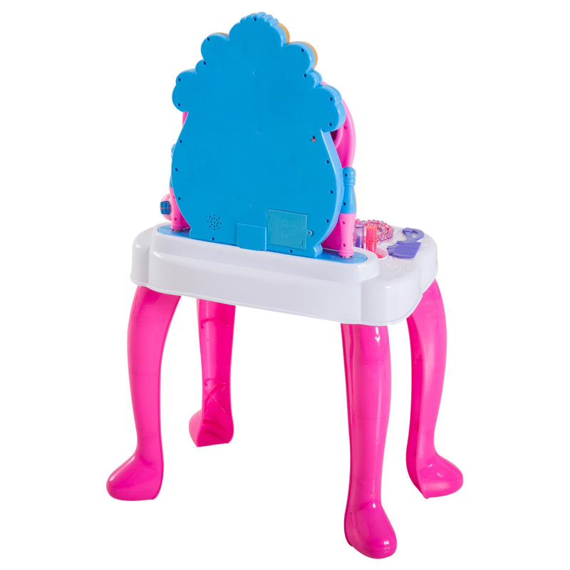 Specchiera per Bambini con Pianola e Sgabello Giocattolo per Bambini Rosa 