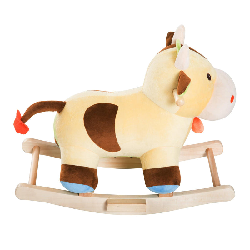 Mucca a Dondolo per Bambini in Peluche e Legno 