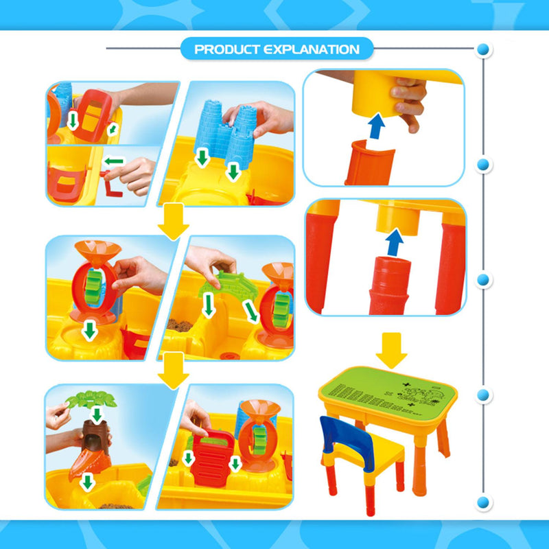 Set Gioco 32 pezzi con Tavolo Sedia Castello Formine 