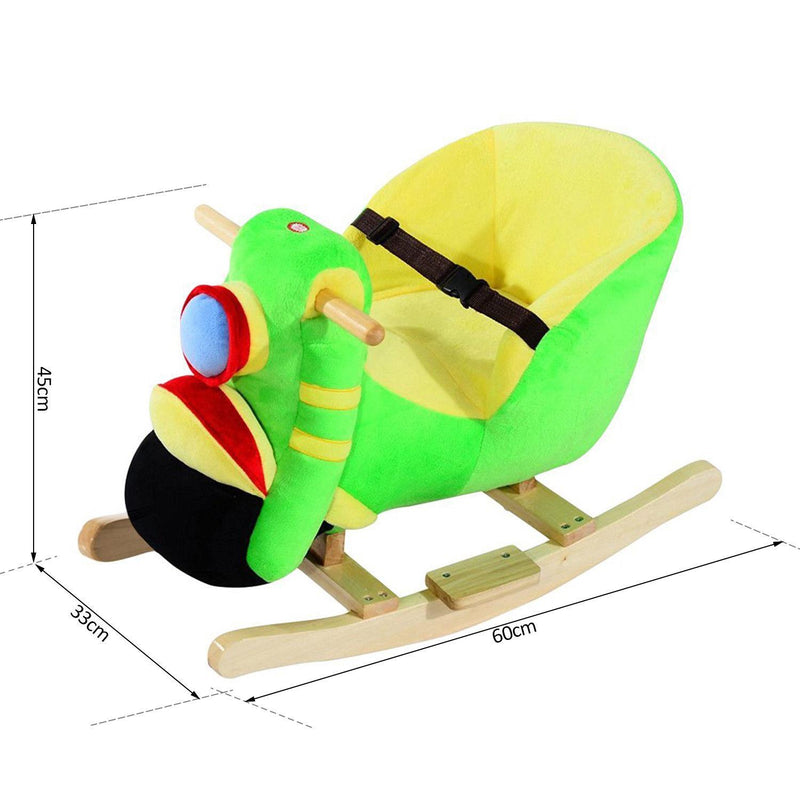 Cavallo a Dondolo per i Bambini in Legno Motocicletta Verde 
