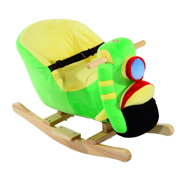 sconto Schaukelpferd für Kinder aus Holz Motorrad grün