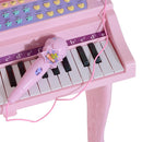 Mini Pianoforte Giocattolo per Bambini con Microfono e Sgabello Rosa 