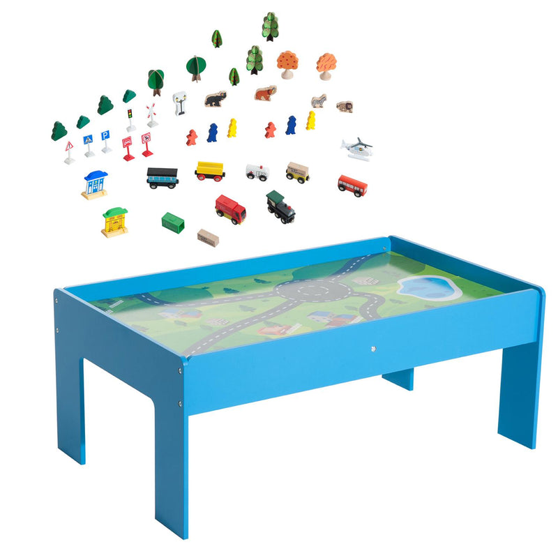 Set Tavolo per Bambini con Ferrovia per Trenino in Legno con Certificati 