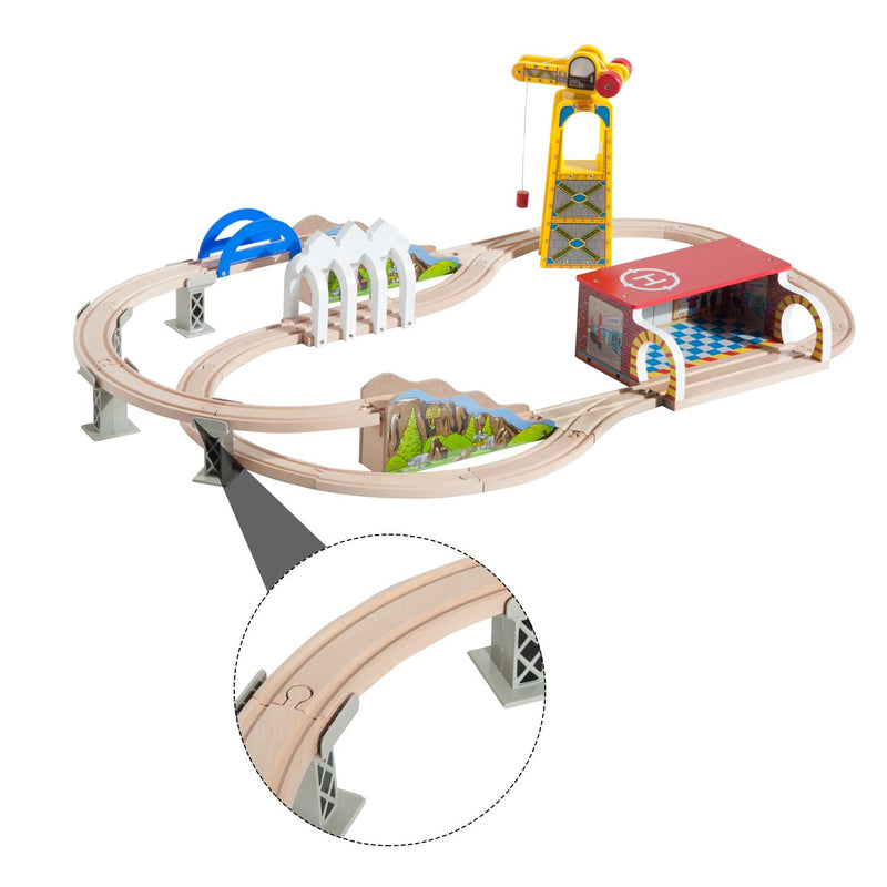 Set Tavolo per Bambini con Ferrovia per Trenino in Legno con Certificati 