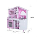 Cucina Giocattolo per Bambini con Accessori in Legno Rosa 110x32.5x99.5 cm 