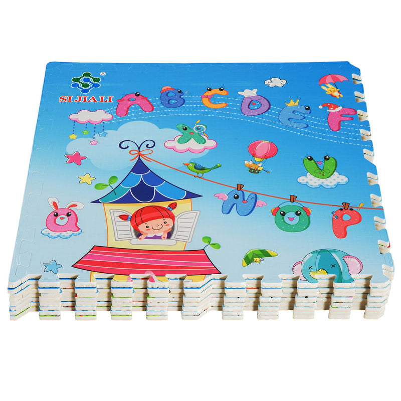 Tappeto Puzzle per Bambini Disegno Fantasia 8 Tessere 61.5x61.5 cm 