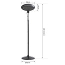 Lampada Riscaldante Radiatore per Esterni 2000W Nero 180-210 cm 