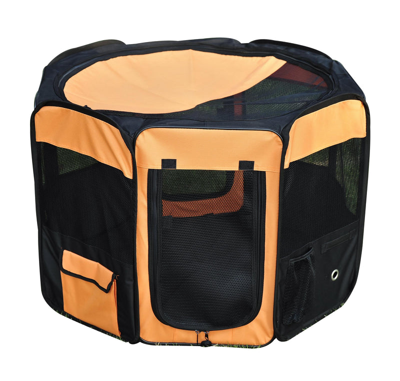 Box per Cani Gatti e Animali Domestici Pieghevole Arancione e Nero Ø91x58 cm 