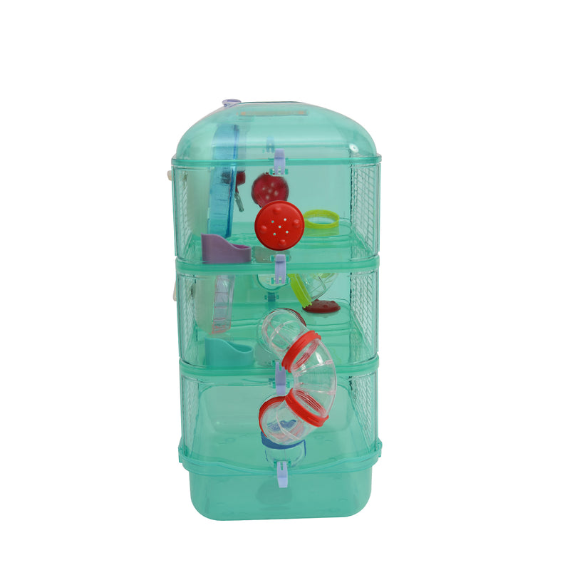 Gabbia per Criceti 3 Livelli Verde 40.5x28x55 cm 