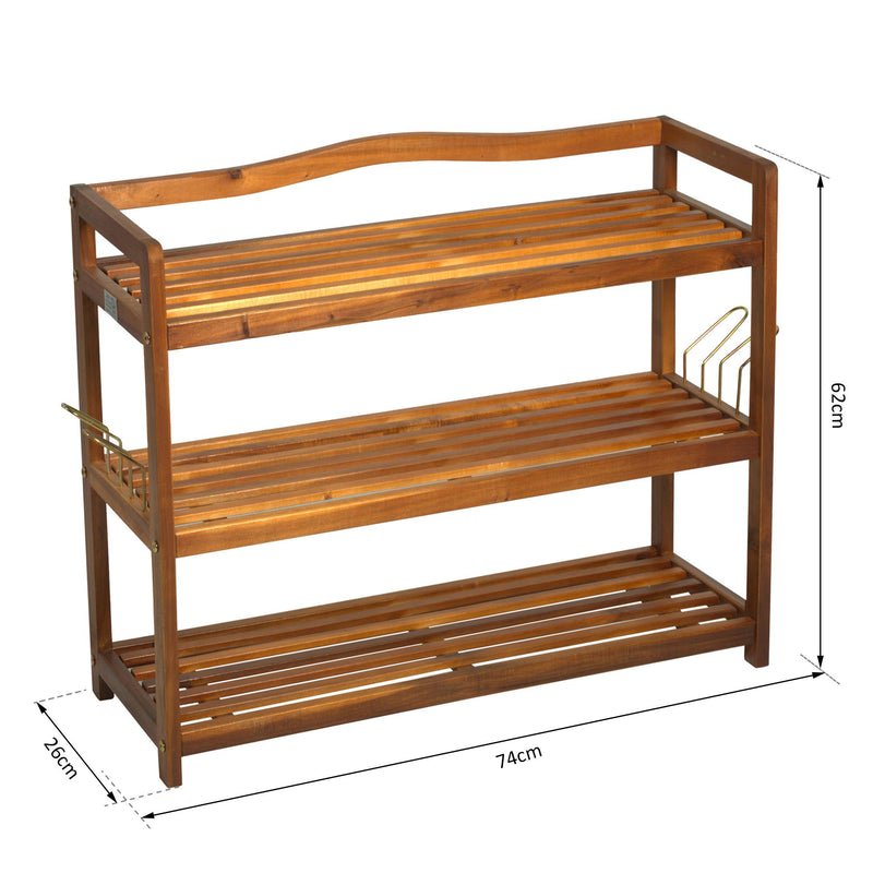 Scarpiera in Legno 3 Ripiani 74x26x62 cm 