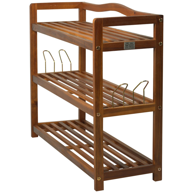 Scarpiera in Legno 3 Ripiani 74x26x62 cm 