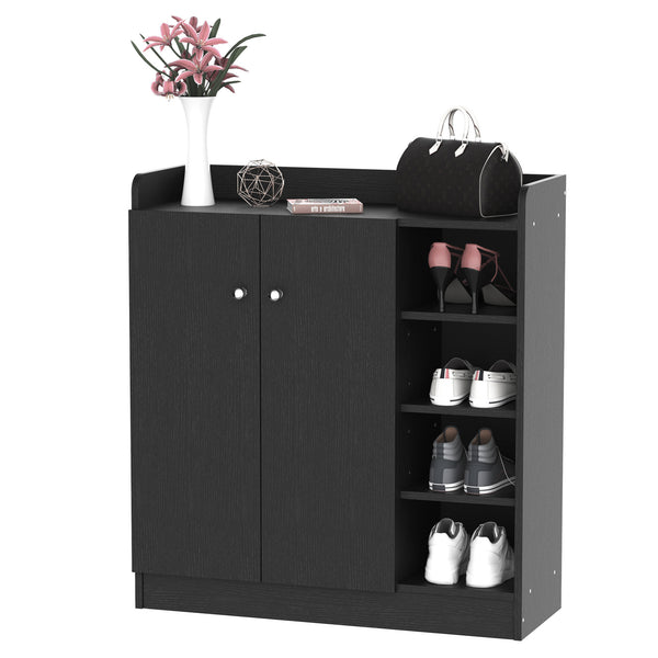 sconto Schuhregal Holzschrank 4 schwarze Regale 83x30x90 cm